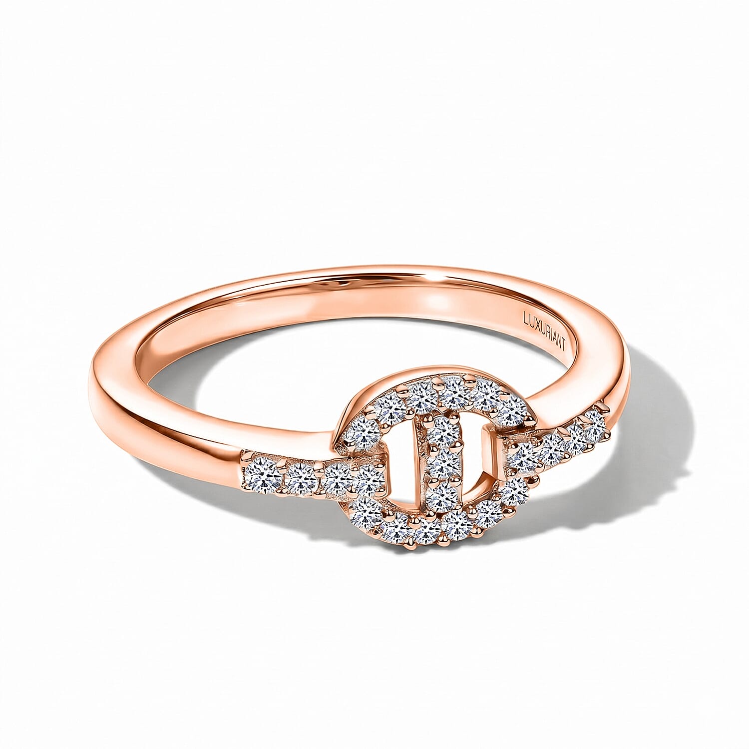 Luxuriant Lab Grown Diamond G-H SI 0.20 ctw Ring in 18K Vermeil Rose Gold Over Sterling Silver (Size 5.0)