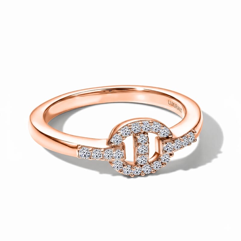 Luxuriant Lab Grown Diamond G-H SI 0.20 ctw Ring in 18K Vermeil Rose Gold Over Sterling Silver (Size 5.0)