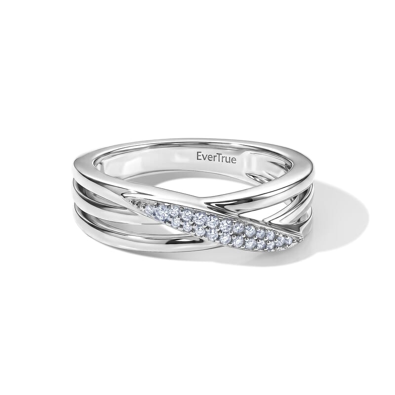 EverTrue Diamond 0.10 ctw Twisted Radiance Ring in Platinum Bond (Size 5.0)
