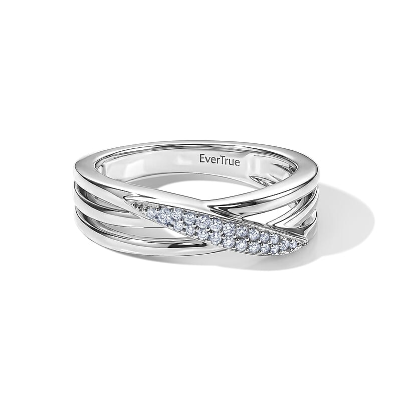 EverTrue Diamond 0.10 ctw Twisted Radiance Ring in Platinum Bond (Size 5.0)