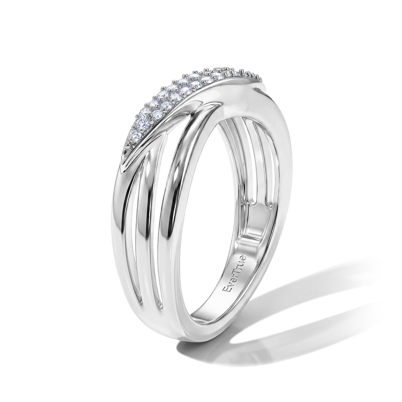 EverTrue Diamond 0.10 ctw Twisted Radiance Ring in Platinum Bond (Size 5.0)