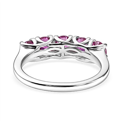 D'Joy Lab Created Pink Sapphire 1.75 ctw 5 Stone Ring in Platinum Over Sterling Silver (Size 9.0)