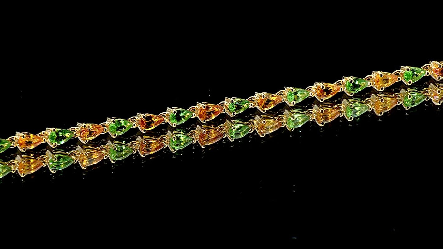 D'Joy Premium Tsavorite Garnet, Yellow Sapphire Bracelet in 18K Vermeil YG Over Sterling Silver (7.25 In) 7.10 ctw