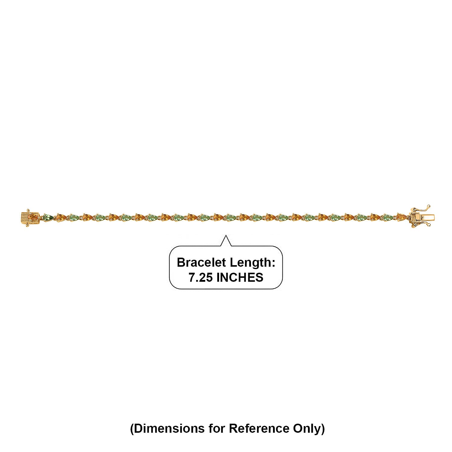 D'Joy Premium Tsavorite Garnet and Yellow Sapphire 7.10 ctw Majestic Leaf Line Bracelet in 18K Vermeil Yellow Gold Over Sterling Silver (7.25 In)