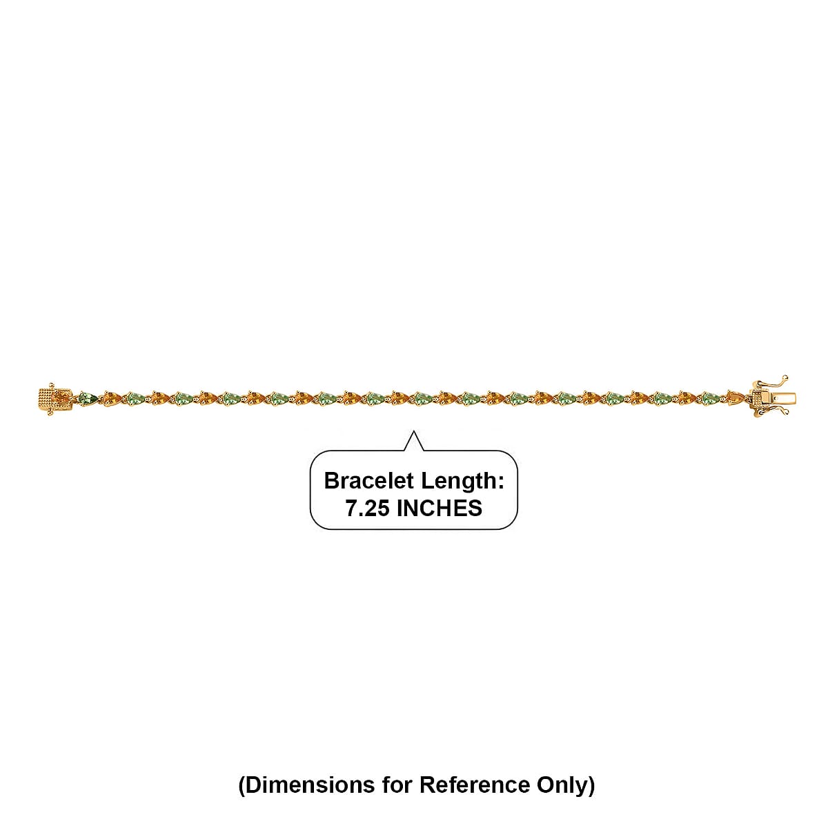 D'Joy Premium Tsavorite Garnet and Yellow Sapphire 7.10 ctw Majestic Leaf Line Bracelet in 18K Vermeil Yellow Gold Over Sterling Silver (7.25 In) image number 4