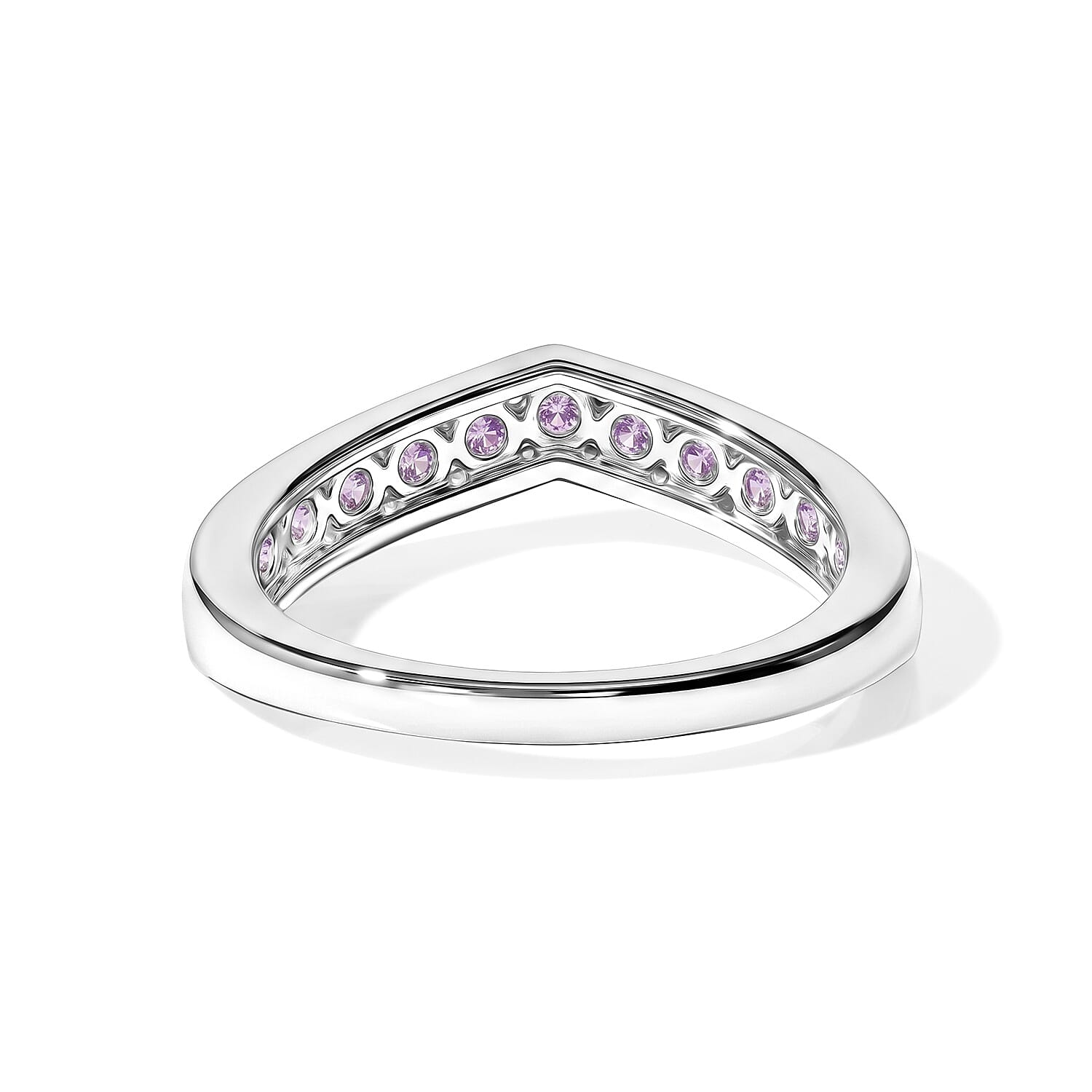 D'Joy Lab Created Pink Sapphire 0.80 ctw Band Ring in Platinum Over Sterling Silver (Size 10.0)
