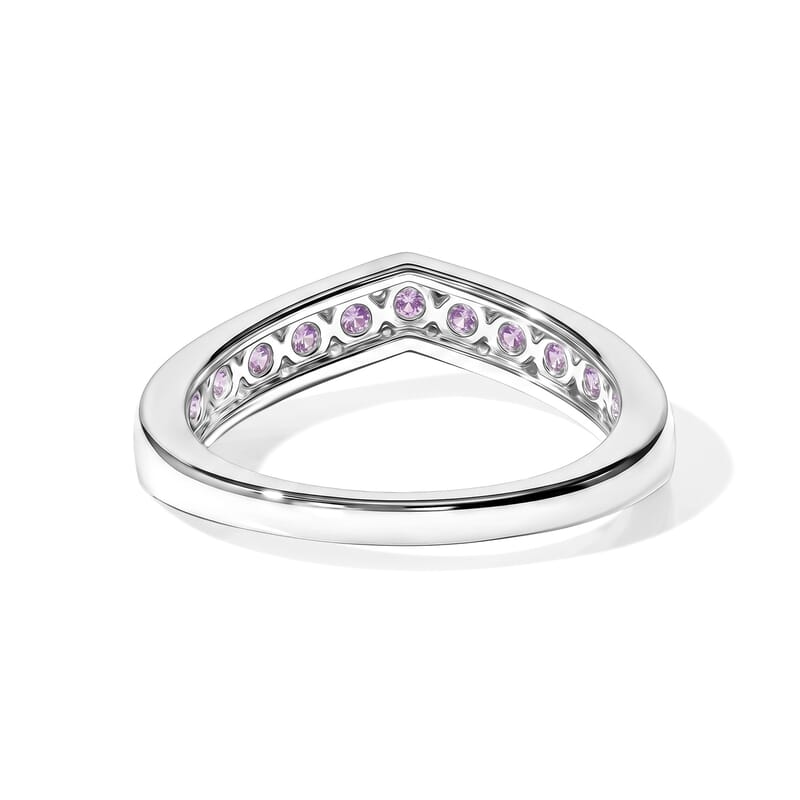 D'Joy Lab Created Pink Sapphire 0.80 ctw Band Ring in Platinum Over Sterling Silver (Size 10.0)