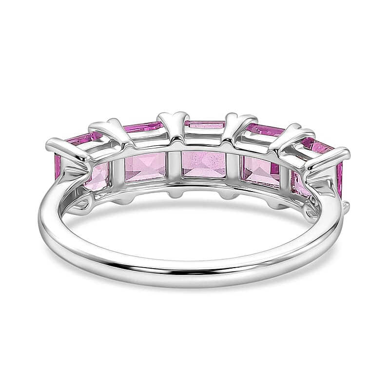 D'Joy Lab Created Pink Sapphire 2.50 ctw Ring in Platinum Over Sterling Silver (Size 9.0)