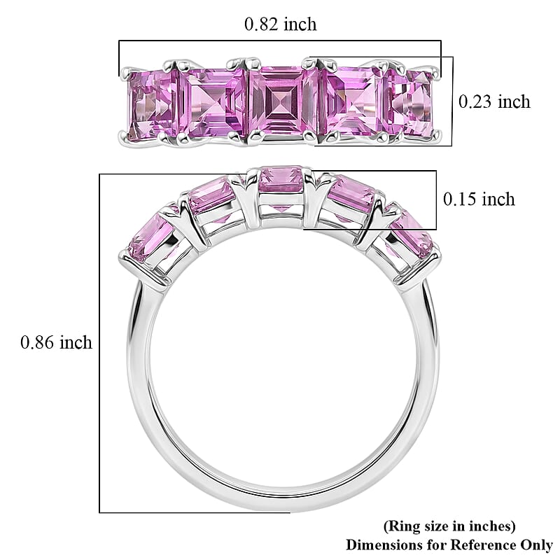 D'Joy Lab Created Pink Sapphire 2.50 ctw Ring in Platinum Over Sterling Silver (Size 9.0)
