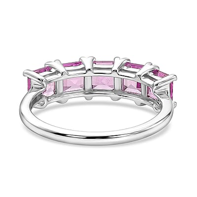 D'Joy Lab Created Pink Sapphire Ring in Platinum Over Sterling Silver (Size 10.0) 2.50 ctw