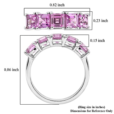 D'Joy Lab Created Pink Sapphire Ring in Platinum Over Sterling Silver (Size 10.0) 2.50 ctw