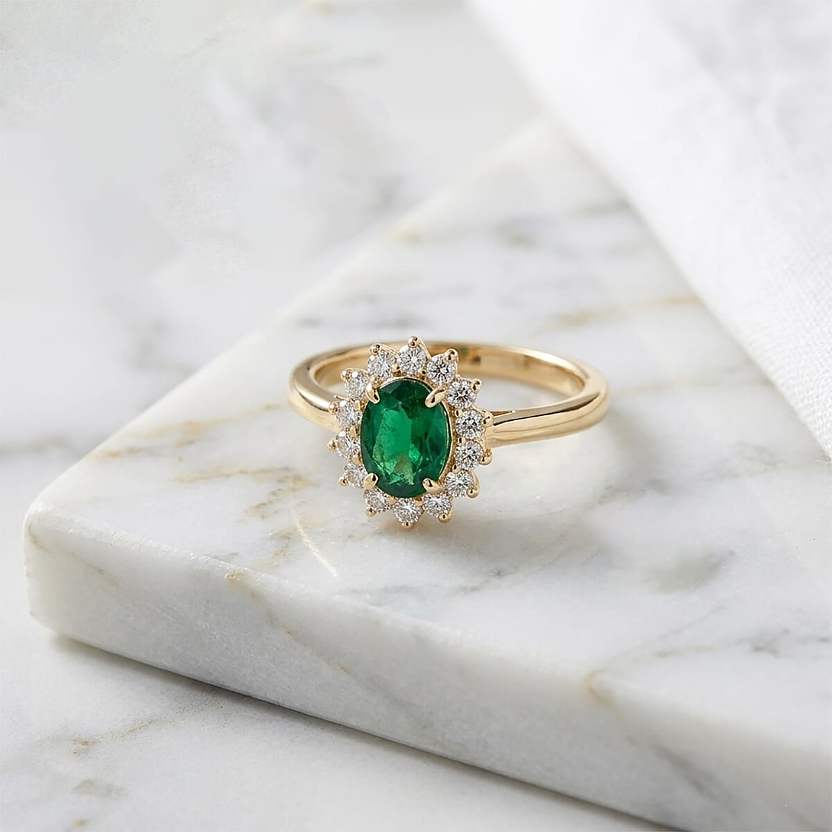 Luxoro AAA Tsavorite Garnet and I2 Diamond 1.20 ctw Regal Spark Ring in 10K Yellow Gold (Size  6.0) image number 1