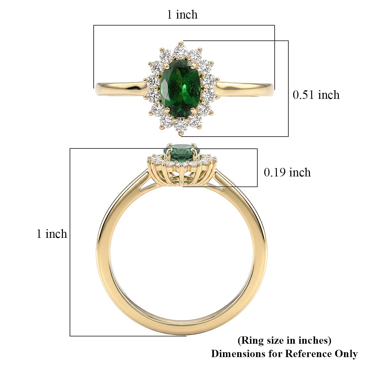 Luxoro AAA Tsavorite Garnet and I2 Diamond 1.20 ctw Regal Spark Ring in 10K Yellow Gold (Size  6.0) image number 5