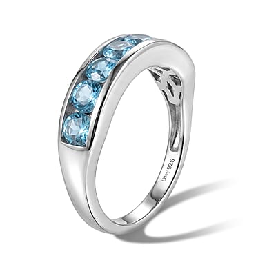 D'Joy Blue Apatite 2.00 ctw Ring in Rhodium Over Sterling Silver (Size 8.0)