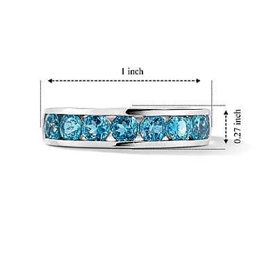 D'Joy Blue Apatite 2.00 ctw Ring in Rhodium Over Sterling Silver (Size 8.0)