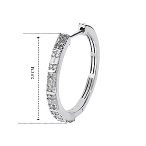 D'Joy Diamond Deco Radiance Hoop Earrings in Rhodium Over Sterling Silver 0.50 ctw