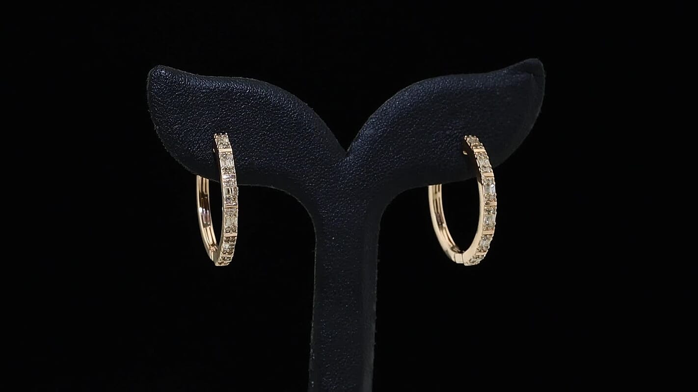 D'Joy Diamond Deco Radiance Hoop Earrings in Rhodium Over Sterling Silver 0.50 ctw