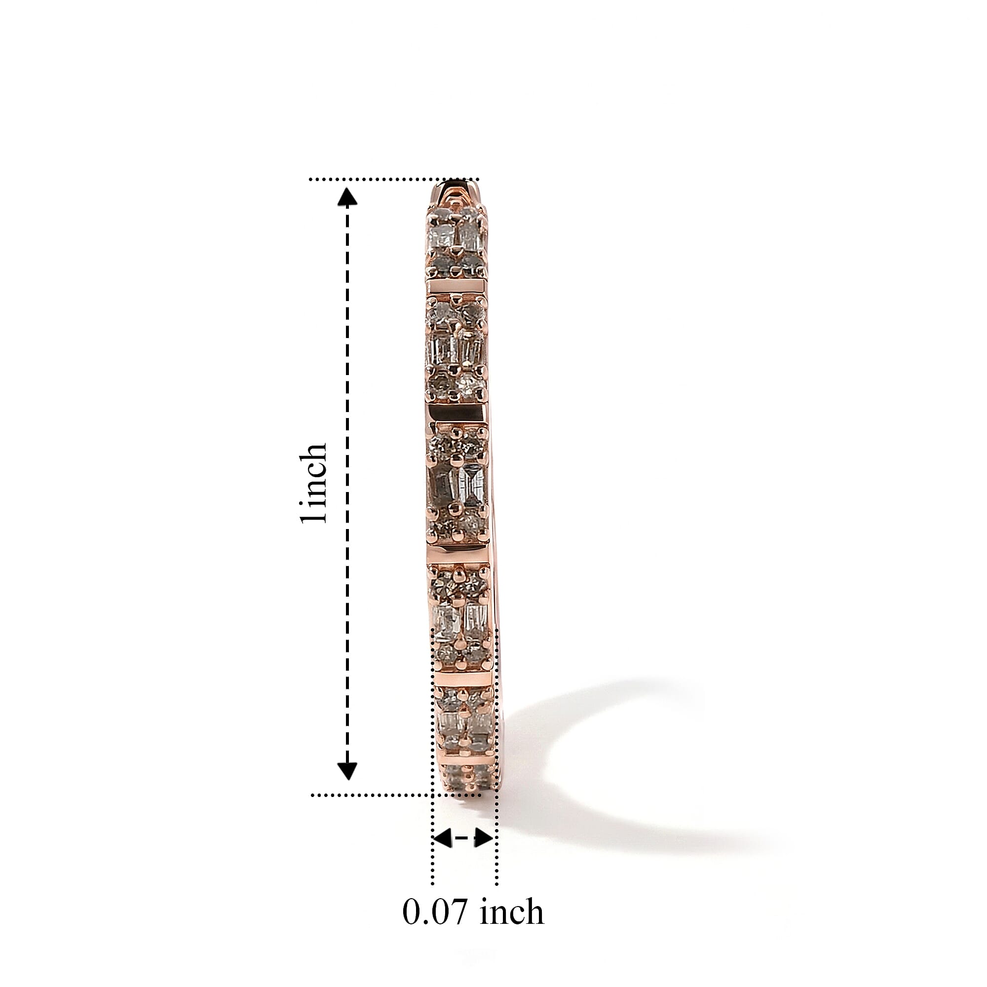 D'Joy Natural Champagne Diamond 0.50 ctw Deco Radiance Earrings in 18K Vermeil Rose Gold Over Sterling Silver