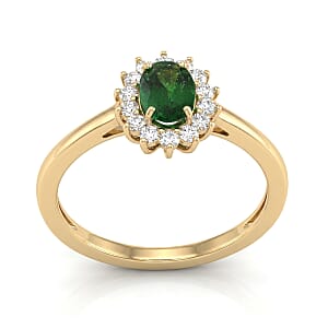 Luxoro AAA Tsavorite Garnet and I2 Diamond 1.20 ctw Regal Spark Ring in 10K Yellow Gold (Size  9.0)