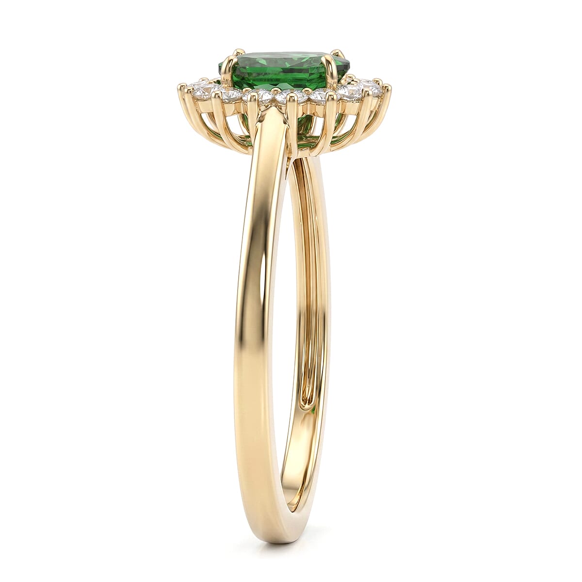Luxoro AAA Tsavorite Garnet and I2 Diamond 1.20 ctw Regal Spark Ring in 10K Yellow Gold (Size  9.0) image number 3