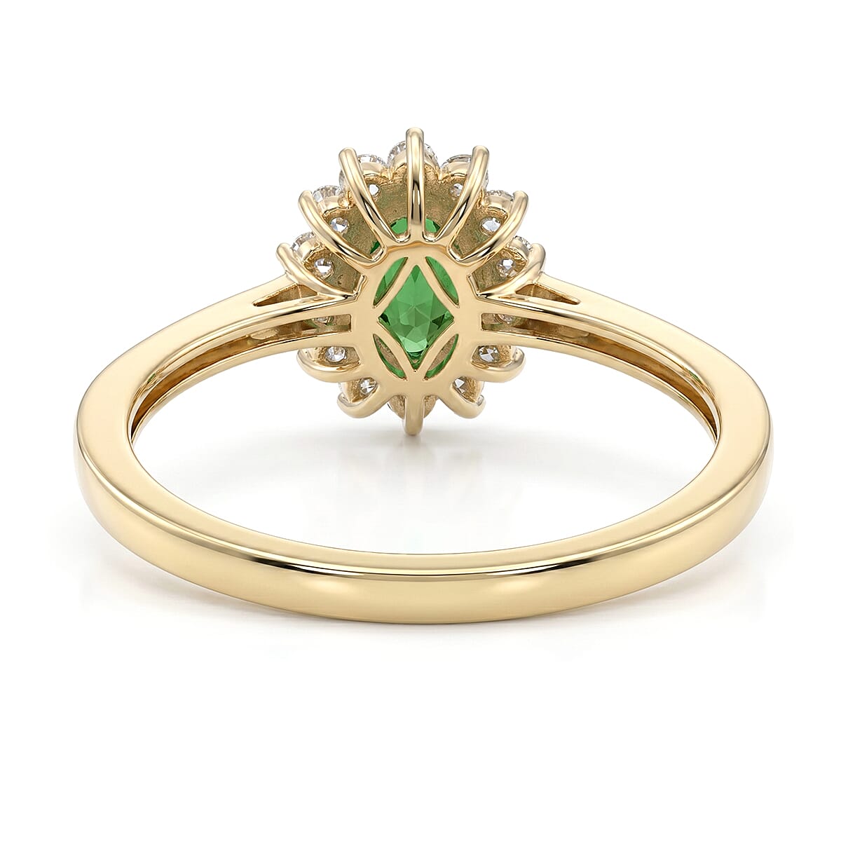 Luxoro AAA Tsavorite Garnet and I2 Diamond 1.20 ctw Regal Spark Ring in 10K Yellow Gold (Size  9.0) image number 4