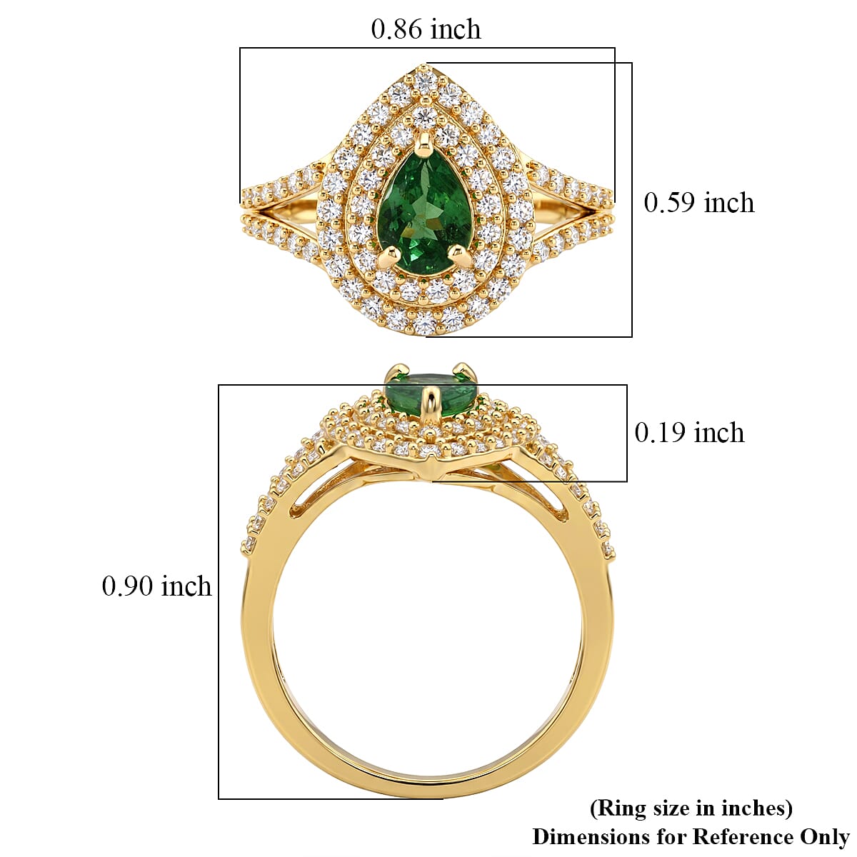 D'Joy Premium Tsavorite Garnet and Moissanite 1.35 ctw Mystic Empire Ring in 18K Vermeil Yellow Gold Over Sterling Silver (Size 10.0) image number 5