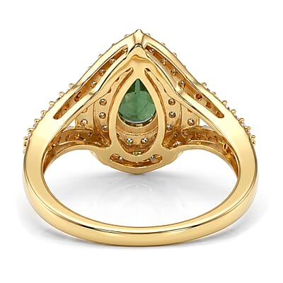 D'Joy Premium Tsavorite Garnet and Moissanite 1.35 ctw Mystic Empire Ring in 18K Vermeil Yellow Gold Over Sterling Silver (Size 6.0)