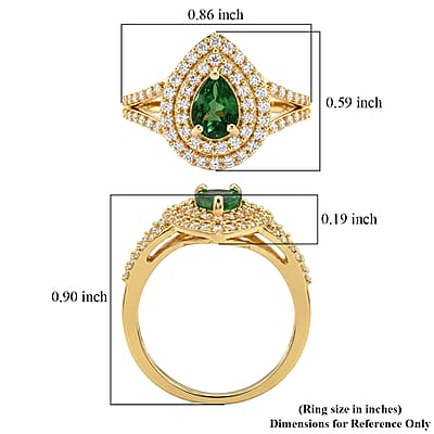 D'Joy Premium Tsavorite Garnet and Moissanite 1.35 ctw Mystic Empire Ring in 18K Vermeil Yellow Gold Over Sterling Silver (Size 6.0)