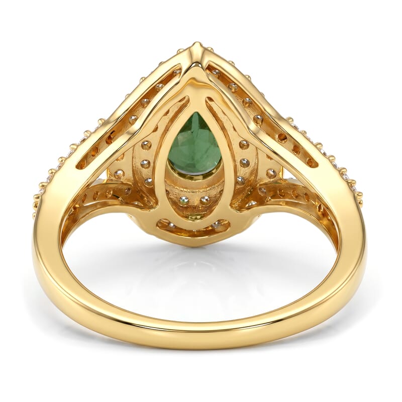 D'Joy Premium Tsavorite Garnet and Moissanite 1.35 ctw Mystic Empire Ring in 18K Vermeil Yellow Gold Over Sterling Silver (Size 8.0)