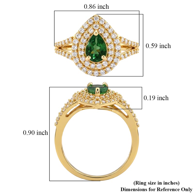 D'Joy Premium Tsavorite Garnet and Moissanite 1.35 ctw Mystic Empire Ring in 18K Vermeil Yellow Gold Over Sterling Silver (Size 8.0)