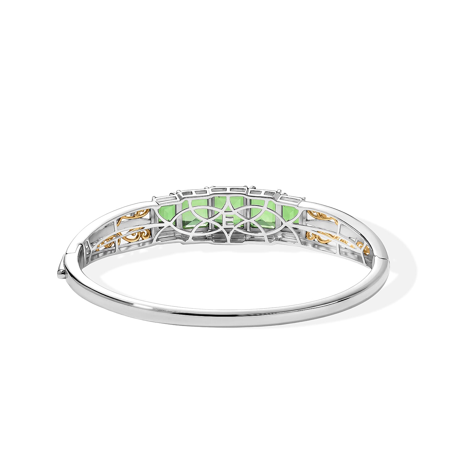 EverTrue Chartreuse Quartz (Triplet) 16.25 ctw Majestic Nature Bangle Bracelet in 18K YG Plated and Platinum Bond (7.25 In)