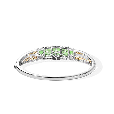 EverTrue Chartreuse Quartz (Triplet) 16.25 ctw Majestic Nature Bangle Bracelet in 18K YG Plated and Platinum Bond (7.25 In)