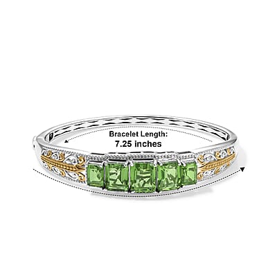 EverTrue Chartreuse Quartz (Triplet) 16.25 ctw Majestic Nature Bangle Bracelet in 18K YG Plated and Platinum Bond (7.25 In)