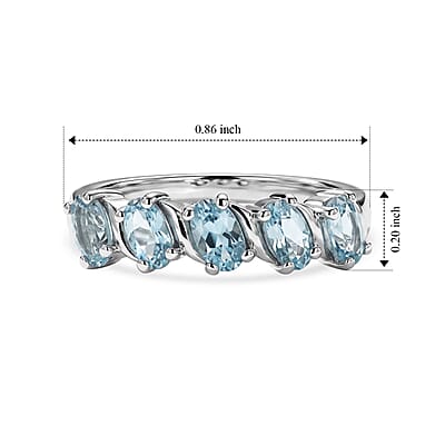 D'Joy Santa Maria Aquamarine 1.10 ctw Ring in Rhodium Over Sterling Silver (Size 9.0)