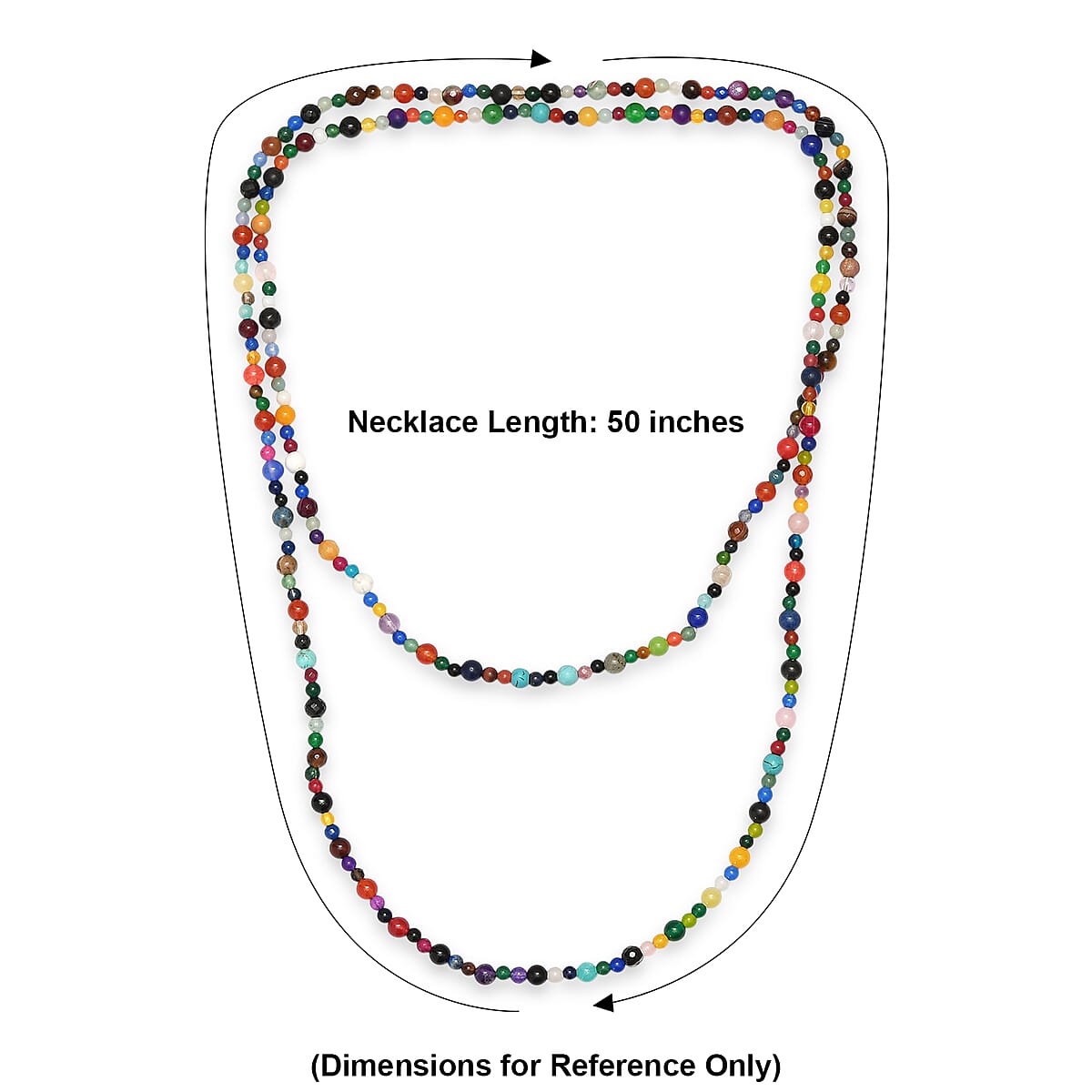 Multi Gemstone 250.00 ctw Beaded Endless Necklace 50 Inches image number 6