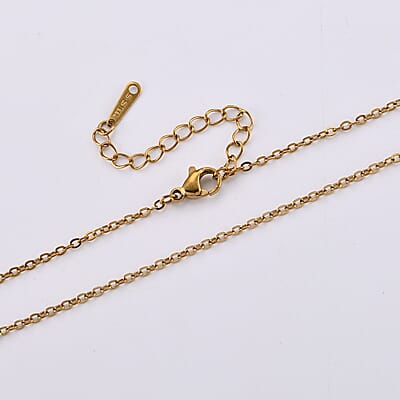Orange Austrian Crystal and Enameled Fish Pendant Necklace (17.5-19.5Inches) in ION Plated YG Stainless Steel