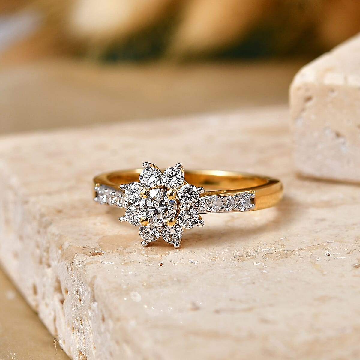 Luxuriant Lab Grown Diamond (G-H, SI) Ring in 18K Vermeil Yellow Gold Over Sterling Silver (Size 10.0) 0.75 ctw image number 1