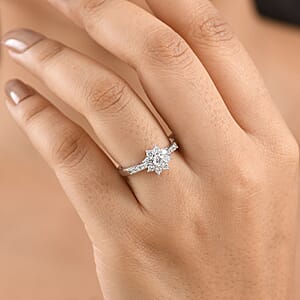 Luxuriant Lab Grown Diamond G-H SI 0.75 ctw Ring in Rhodium Over Sterling Silver (Size 5.5) (Del. In 10-12 Days)