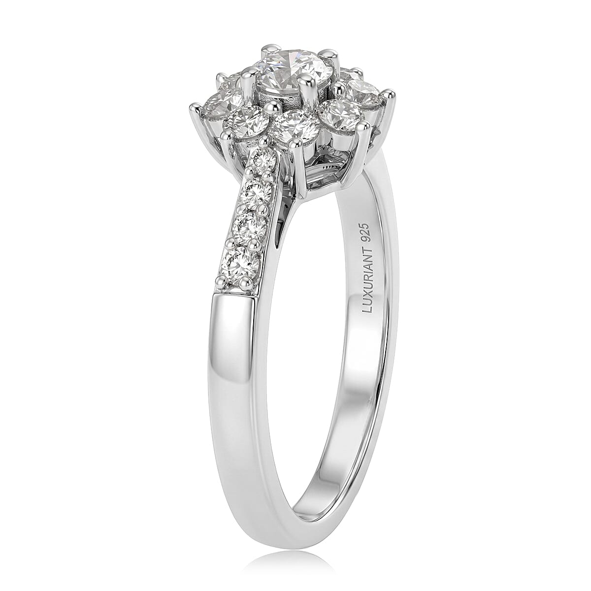 Luxuriant Lab Grown Diamond G-H SI 0.75 ctw Ring in Rhodium Over Sterling Silver (Size 10.5) (Del. In 10-12 Days) image number 3