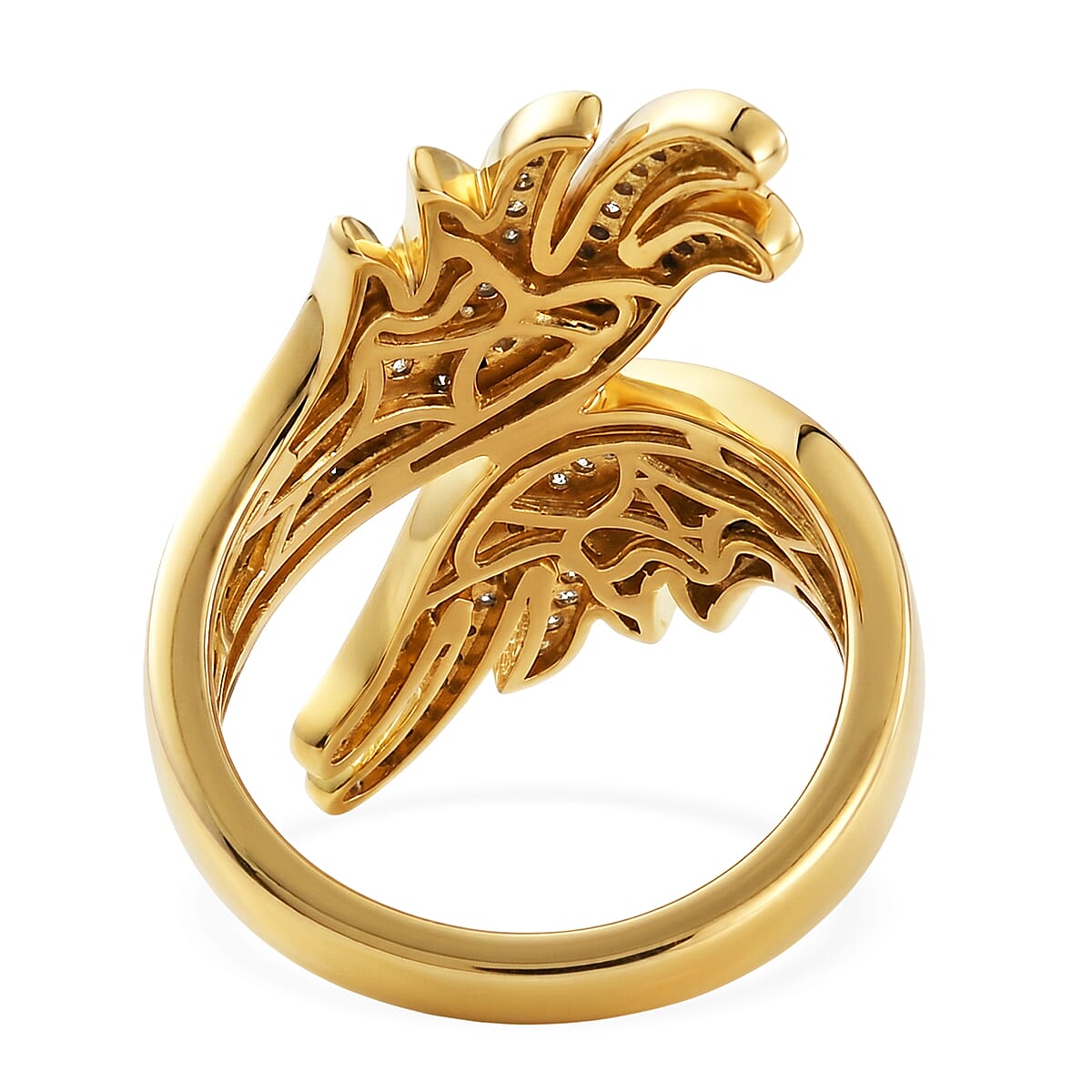 Luxuriant Lab Grown Diamond (G-H, SI) Bypass Ring in 18K Vermeil Yellow Gold Over Sterling Silver (Size 10.0) 1.00 ctw image number 4
