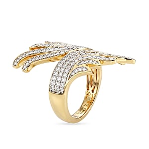 Luxuriant Lab Grown Diamond G-H SI 1.00 ctw Bypass Ring in 18K Vermeil Yellow Gold Over Sterling Silver (Size 8.5) (Del. In 10-12 Days)