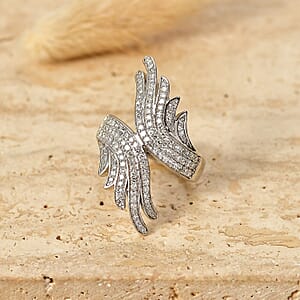 Luxuriant Lab Grown Diamond G-H SI 1.00 ctw Bypass Ring in Rhodium Over Sterling Silver (Size 6.5) (Del. In 10-12 Days)