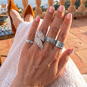 Luxuriant Lab Grown Diamond G-H SI 1.00 ctw Bypass Ring in Rhodium Over Sterling Silver (Size 6.5) (Del. In 10-12 Days)