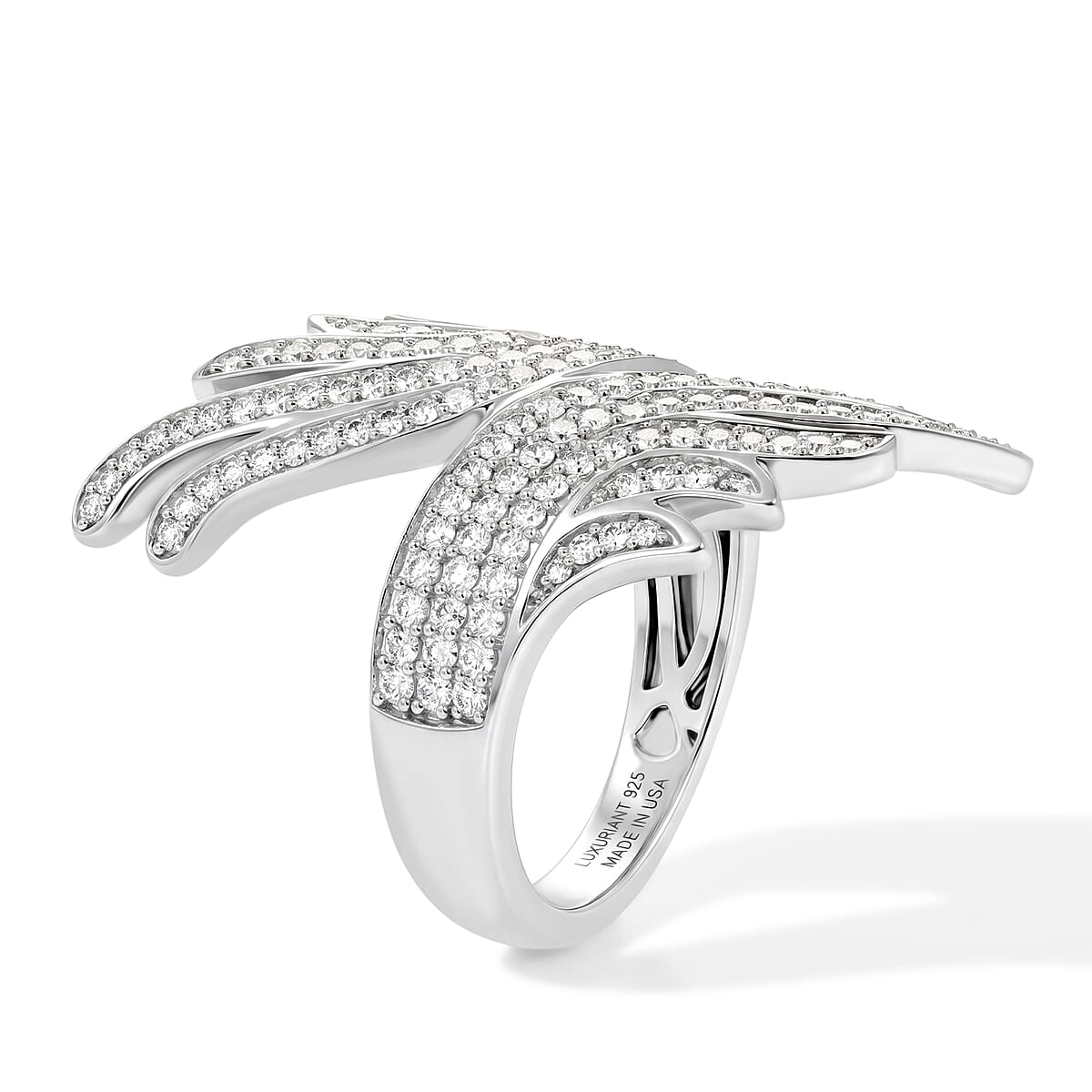 Luxuriant Lab Grown Diamond G-H SI 1.00 ctw Bypass Ring in Rhodium Over Sterling Silver (Size 6.5) (Del. In 10-12 Days) image number 4