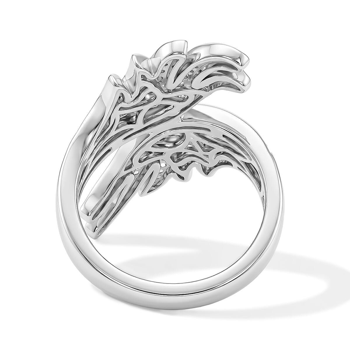 Luxuriant Lab Grown Diamond G-H SI 1.00 ctw Bypass Ring in Rhodium Over Sterling Silver (Size 6.5) (Del. In 10-12 Days) image number 5