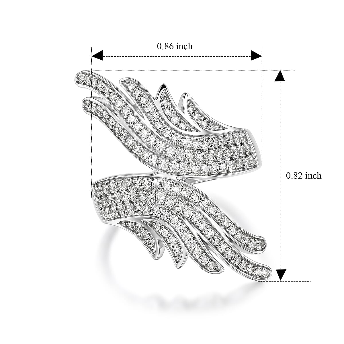 Luxuriant Lab Grown Diamond G-H SI 1.00 ctw Bypass Ring in Rhodium Over Sterling Silver (Size 6.5) (Del. In 10-12 Days) image number 6