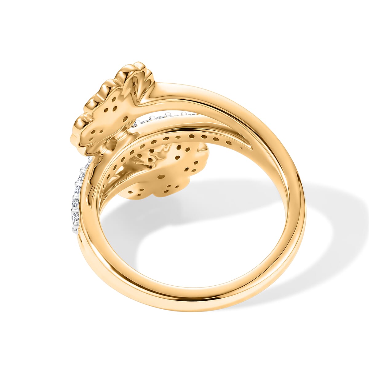 Luxuriant Lab Grown Diamond G-H SI 0.50 ctw Bypass Floral Ring in 18K Vermeil Yellow Gold Over Sterling Silver (Size 8.5) (Del. In 10-12 Days) image number 4