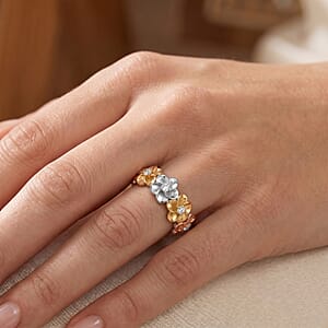 Luxuriant Lab Grown Diamond G-H SI 0.13 ctw Ring in 18K Vermeil YRG and Rhodium Over Sterling Silver (Size 6.5) (Del. In 10-12 Days)