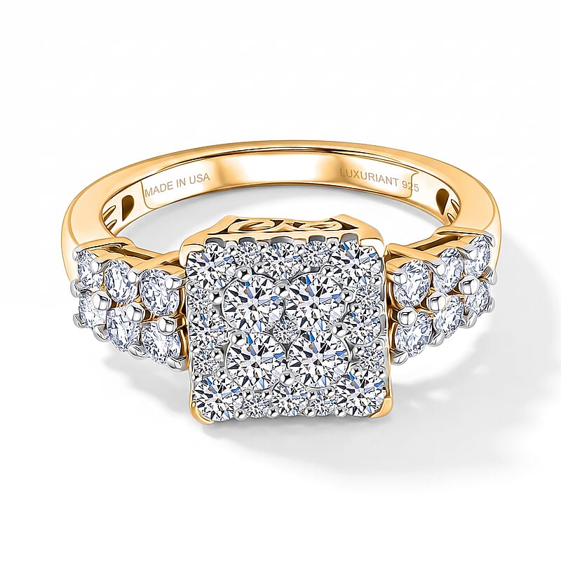 Luxuriant Lab Grown Diamond G-H SI 1.00 ctw Ring in 18K Vermeil Yellow Gold Over Sterling Silver (Size 5.0)