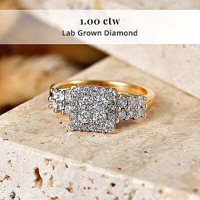 Luxuriant Lab Grown Diamond G-H SI 1.00 ctw Ring in 18K Vermeil Yellow Gold Over Sterling Silver (Size 5.0)